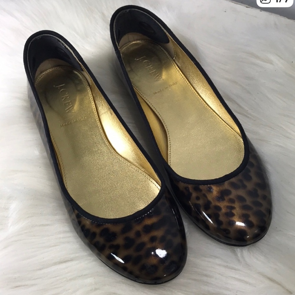 J. Crew Kelcey Patent Leather Tortoise Ballet Flats. Size 8. P3CC